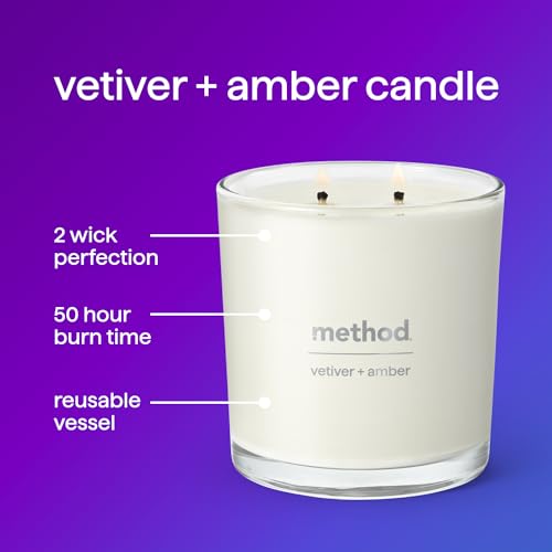 Method Premium Soy Candle, Vetiver + Amber, 2 Wick, Recyclable Jar, Up to 50 Hours Burn Time, 14 oz - image 4