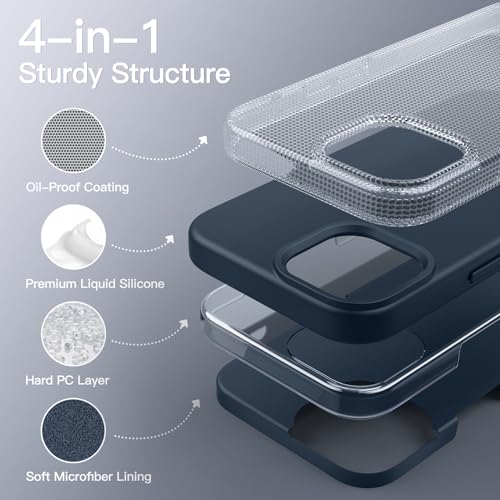 Image of JETech Silicone Cover Case for iPhone 15 Plus 6.7-Inch, Silky-Soft Touch Full-Body Protective Phone Case, Shockproof Cover (Navy)