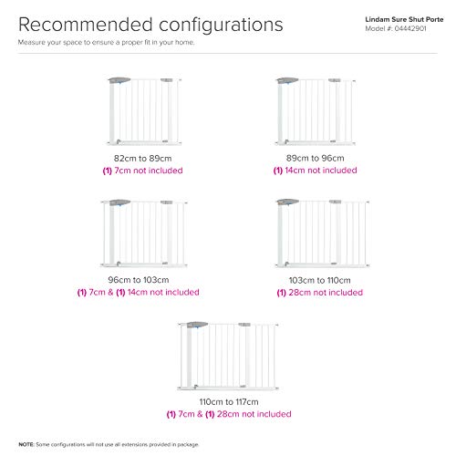 Lindam by Munchkin Sure Shut Porte Pressure Fit Safety Gate, White, 76-82 cm