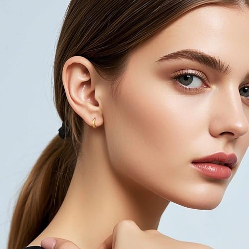 14K Gold Earrings for Women Gold Hoop Earrings for Women Huggie Earring Chunky Classic Circular with Clean Streamlined Lines Dainty Huggie Hoop Earring for Womens3