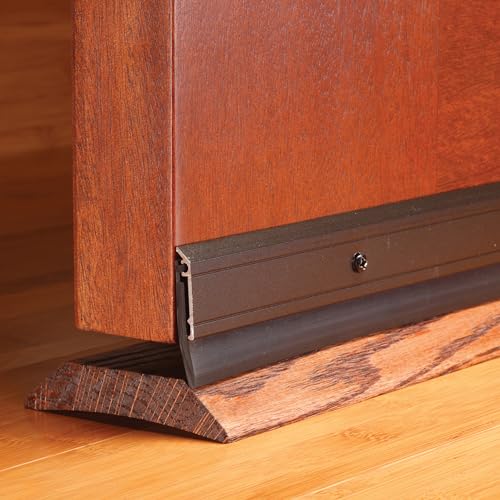 Image of M-D Building Products 69609 All Season Aluminum Door Sweep for Bottom of Door, Heavy Duty Rubber Seal, Exterior & Interior Weather Stripping Bottom Door Seal, Commercial & Residential, (Bronze, 48in)