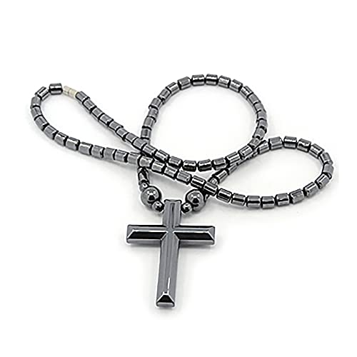 Lzd Unisex Saint Cross Non-Magnetic Hematite Pendant Necklace Black 18 In Z452 #TOP5
