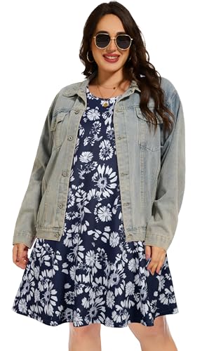 Image of elescat Plus Size Summer Dresses for Women Casual Short Sleeve Pockets Loose Oversized T Shirt Sundress 2026