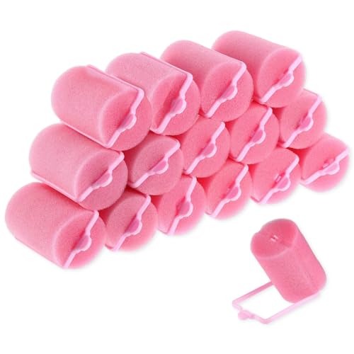 16 Pcs Foam Sponge Hair Rollers, Large Pink Soft Curlers for Women & Girls, Flexible Sleeping Curlers, DIY Hair Styling Tools, 30mm Size