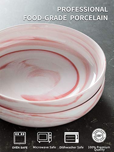 Yhosseun Porcelain Serving Bowl Set Large Serving Bowls For Kitchen, Party, 1.9 Quarts Ceramic Bowl For Salad, Pasta, Fruit, Set Of 2, Marble Pink #TOP1