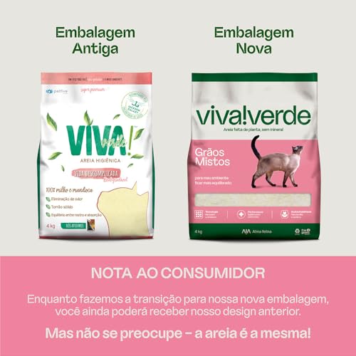 Kit 2 pacotes Areia Higiênica Viva Verde Biodegradável 8 Kg