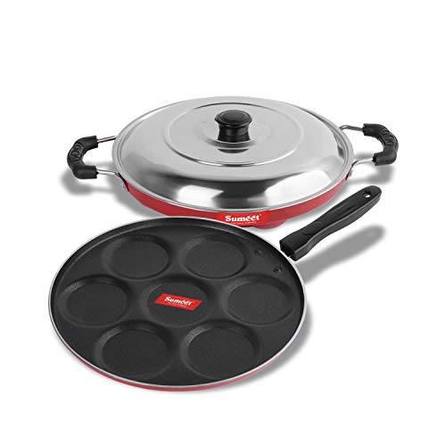 Image of Sumeet 2.6mm Thick Non-Stick Currant Cookware set (Multi snack maker - 26.5cm Dia + Grill Appam Patra with Lid - 23cm Dia)