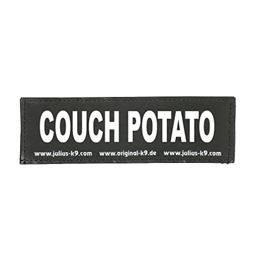 Julius-K9, 162LR-K-35497, ORIGINAL verwisselbare patches, Maat: klein, zwart label met witte fluorescerende tekst, 1 paar, COUCH AARDAPPEL