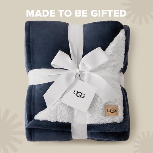 UGG Nita Twin Blanket, Reversible Plush Fleece, 66" x 90", Blue - image 3