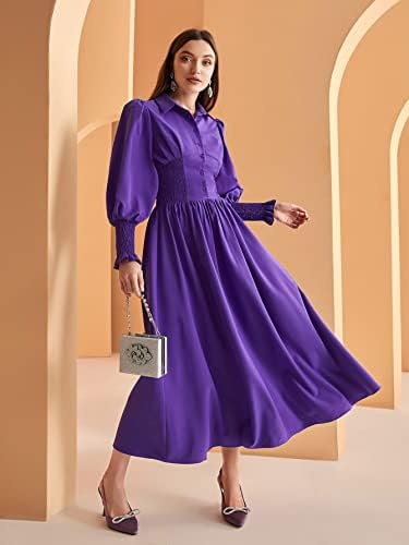 SHEIN Modely Solid Puff Sleeve Shirred Panel Shirt Dress, M1432331, Violet Purple, L: Buy Online at Best Price in Egypt - Souq is now Amazon.eg SHEIN Modely Solid Puff Sleeve Shirred Panel Shirt Dress, M1432331, Violet Purple, L: Buy Online at Best Price in Egypt - Souq is now Amazon.eg