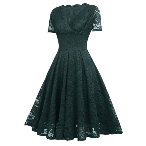 Women's Cocktail Dresses 2025, Lace Empire Waist Wedding Guest Graduation Party Prom Midi Dress, S-2XL2