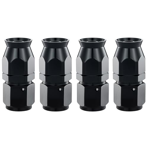 ROSY PIXEL 4PCS 6AN Straight PTFE Hose End Joint for PTFE E85 Fuel Line Fitting Adapter Black