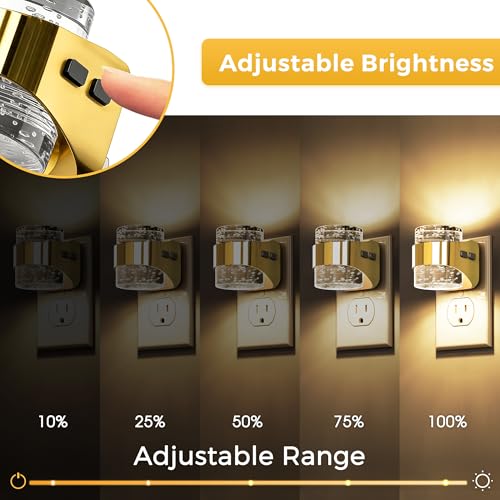 Image of L LOHAS LED Night Light, 2 Pack 3000K Bubble Night Lights Plug into Wall, Acrylic Night Lights with Light Sensor, Adjustable Brightness,Plug in Nightlights for Rooms Bathroom Hallway