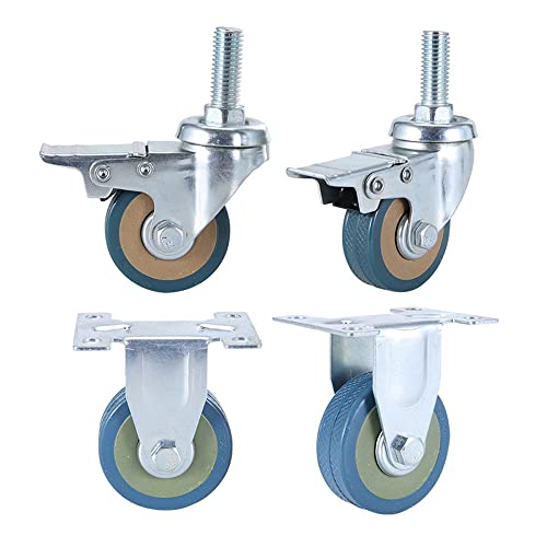 4 ruedas giratorias, con varilla roscada, ruedas para muebles, ruedas con freno de placa industrial de transporte (50 mm) Cover