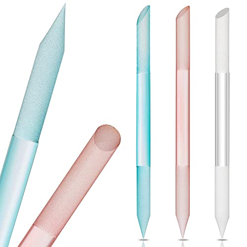 Silpecwee 3 Pieces Glass Cuticle Pusher Glass Nail File Crystal Glass Cuticle Stick Set Double Sided Cuticle Remover Tool Cuticle Tools For Nails Manicure Pedicure Precision Filing #TOP2