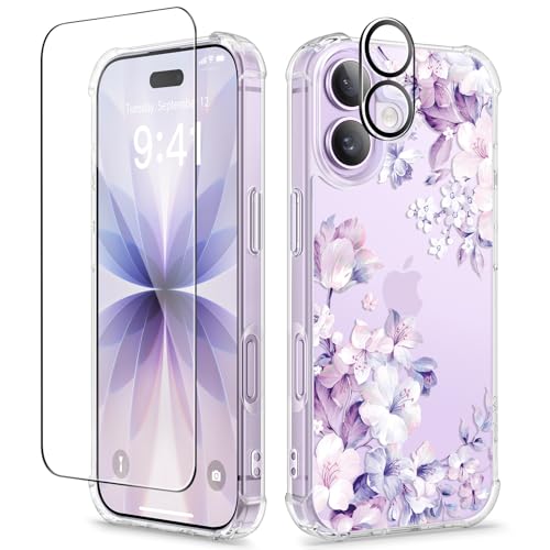 GVIEWIN Purple Floral iPhone 17 Case
