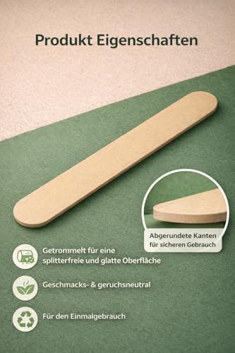 BUXMED 100 Stück Holzmundspatel Einweg – Holzspatel, Holzstäbchen, Zungenspatel aus Holz, Spatel, Eisstiele Holz, Rührstäbchen, Bastelholz, Holzstäbe zum Basteln, Holzspachtel, Wax Stick