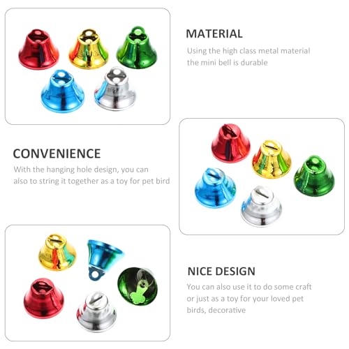 TOPPERFUN 50pcs Bells Crafting Charms for Bird Toys Christmas Decorations and Pet Accessories Gold Silver Green - Image 4