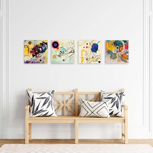 Style abstrait géométrique lot de 4 tableaux pour mur vide