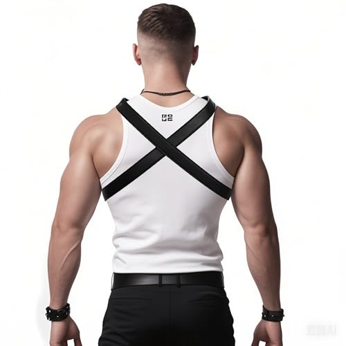 Men's Leather Harness X - 4 Ways to Wear, Suspenders Belt Adjustable Shoulder Strap2