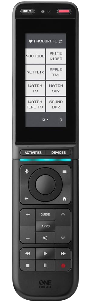 One For All URC7985 Smart Control Pro Universalfernbedienung – Touchscreen, App-Steuerung, Infrarot & Bluetooth, Anpassbare Aktivitäten & Bildschirme, Hintergrundbeleuchtete Tasten, Anthrazit Schwarz