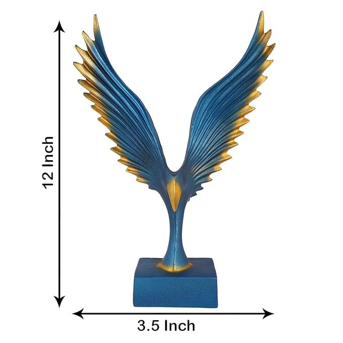 Image of Eagle Wing Figurines Sculptures Home Decor Showpiece Feng Shui Vastu Eagle Wing Statue for Home Decorative Showpiece(Blue)