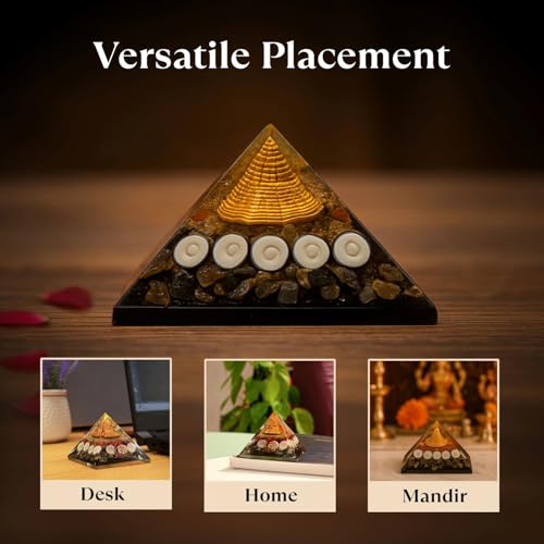 Image of Astrotalk Lakshmi Yantra Pyramid | Pyrite Stone Infused Vastu Pyramid for Wealth & Prosperity | Vastu Items for Home & Office | Attracts Abundance & Positive Energy