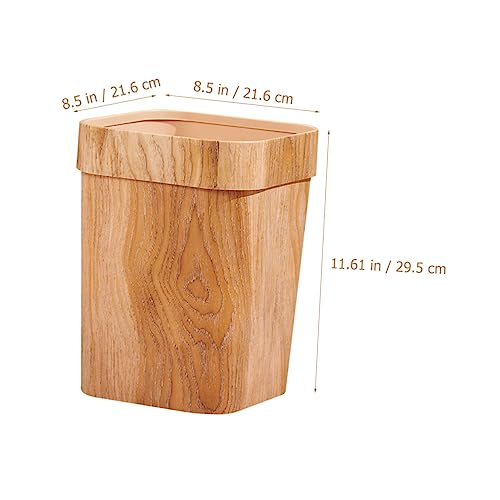 Caneca de basura rectangular de plástico con tapa color chocolate miniatura 2