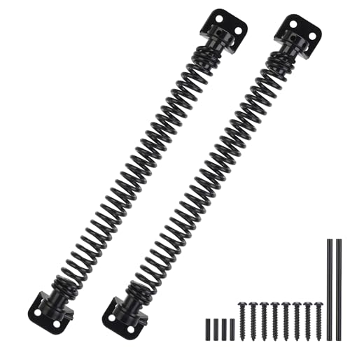 TIBEGOLD 11-1/2 Gate Spring Self Closing Heavy Duty Black Door Closer Spring Adjustable Tensioner Automatic Outdoor Gate Closure Gate Spring Hardware for Wooden and Vinyl Fence 2 Pack