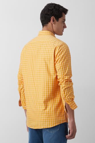 Image of Peter England Men's Slim Fit Full Sleeve Checkered Casual Shirt | 100% Cotton | Premium Twill Weave