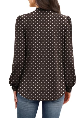 Image of WIHOLL Long Sleeve Shirts for Women Mock Neck Tops Pleated Front Blouses Dressy Casual Spring Fall Clothes 2026 Fashion