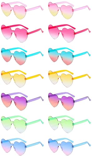 14 Pcs Heart Shaped Sunglasses for Women Heart Glasses Pack for Bachelorette Party Favor Valentines Gifts
