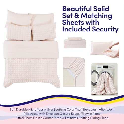 Image of Kids Full Size Bed in a Bag Tufted Comforter & Sheet Set - Complete Bedding Set with Corner Strap Fitted Sheet, Ultra Soft Lightweight All Season Comforter, Girls Bedroom, Dorm, Guest Room