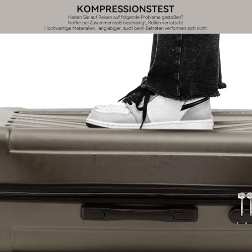 BEIBYE BEIBYE Hartschalen-Koffer Trolley Rollkoffer Reisekoffer Handgepäck 4 Rollen (M-L-XL-Set) (Coffee, XL)