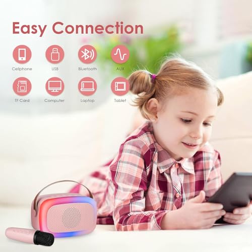 Winsumm Karaoke Machine for Kids Adults with Wireless Mics Portable