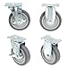 DGQ 5" Caster Wheels Heavy Duty Premium Commercial Grade Non-Marking Set of 4 (2 Rigid, 2 Swivel with Brakes)