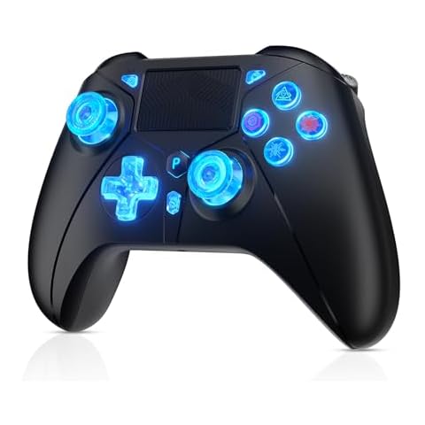 Dinosoo RGB Wireless Controller for PS4, Colorful RGB lights Controller for PlayStation 4/PS4 Slim/PS4 Pro with Turbo Programmable Back Button Multi-Touch Pad 6-Axis Motion Sensor 1200mAh Battery Cover