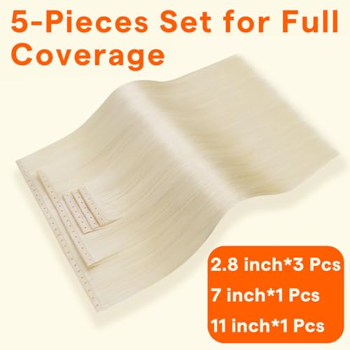 Image of Full Shine Butterfly Weft Hair Extensions 24 Inch 100g 5pcs Platinum Blonde | Long Remy Human Hair, Invisible Blend, Double Layer Weft, Natural Party Look, Micro Beads Installation
