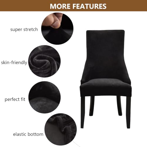 Housse de chaise velours extensible noire avec base élastique - 5