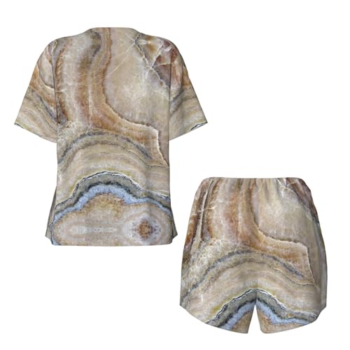 Pyjama femme bleu pâle Onyx Stone ensemble short manches courtes - 5