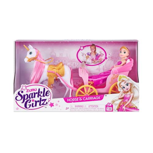 ZURU Royal Accessories Poupée princesse Sparkle Girlz avec cheval et carrosse pour filles 26,7 cm