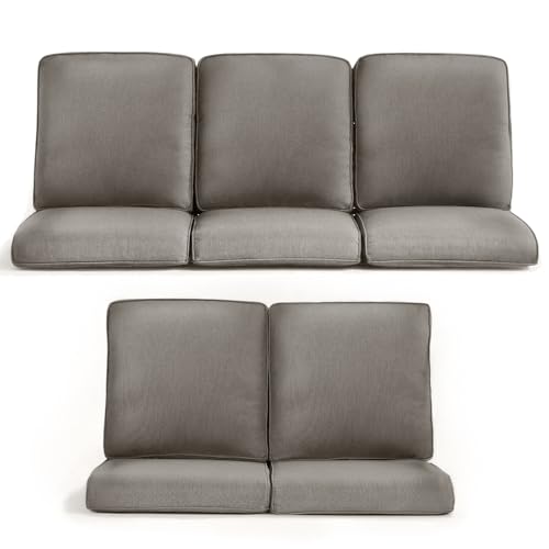 Outdoor Chair Cushions 5 Packs - Outside 22x24 High Back Water-Resistant Cushion with Zipper Cover for Outdoor Glider Rocking Chairs Loveseat 3-seat Couch Sofa  Grey/Regular