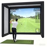 PVC Home Inflatable Golf Simulator Net 1.5x3.5x2.8m Simulator Enclosure with White Projection Screen, Electric Pump for Quick Installation, Indoor Winter Golf Training (Simulator&Turf Not Included)