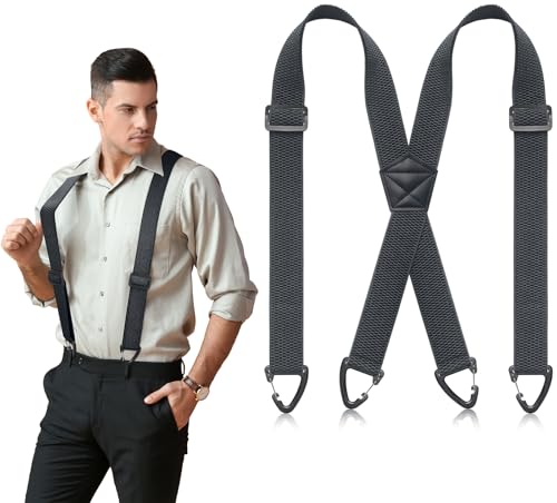 Image of SUNEZLGO Suspenders for Men Heavy Duty, X Back Hidden Suspender 1.5 inch Under Clothing, Adjustable Work Suspenders for Men Women
