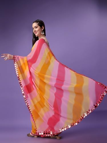 Sari en georgette soie Shibori traditionnel imprimé miroir chic