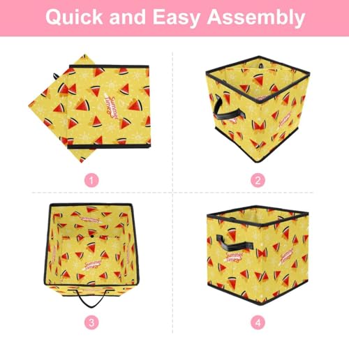 Boîte de rangement pliable cube tissu pastèque jouet et vêtements - 6