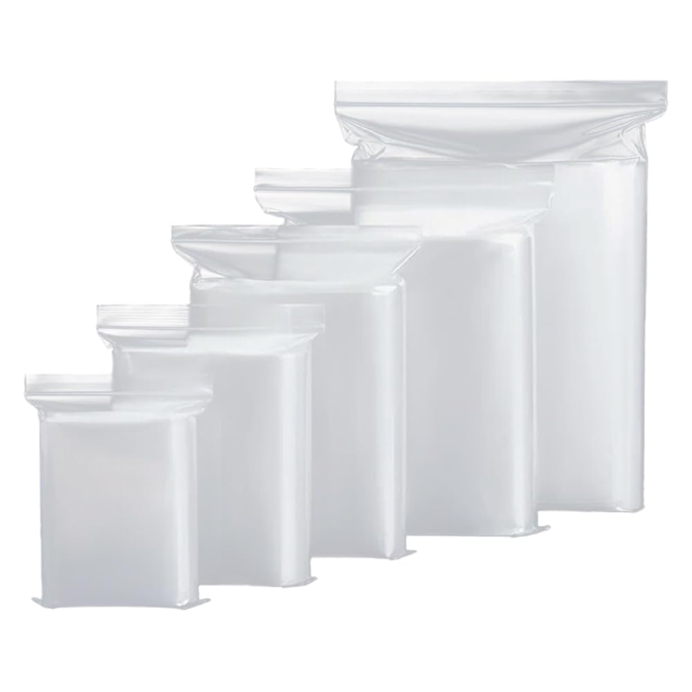 Tezraftaar® 500 x Grip Seal Bags Clear Resealable Plastic Bags 12.75" x 12.75" Zip Baggies for Food Storage Freezing Multiple Uses