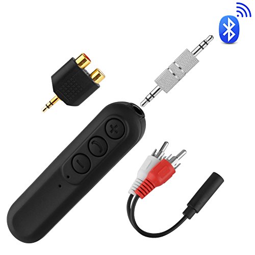 Receptor Bluetooth 4.1 Adaptador de Audio Inalámbrico WEINAS® Mini Receptor de Audio Manos Libres con Cable USB para Altavoces en Coche con 2 RCA y Jack 3.5mm, Auriculares, Sistema Estéreo - Negro