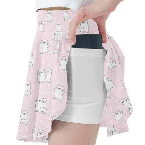 Skorts Skirts for Girls Tennis Skirt with Pockets Polar Bear Athletic Golf Workout Shorts XS2