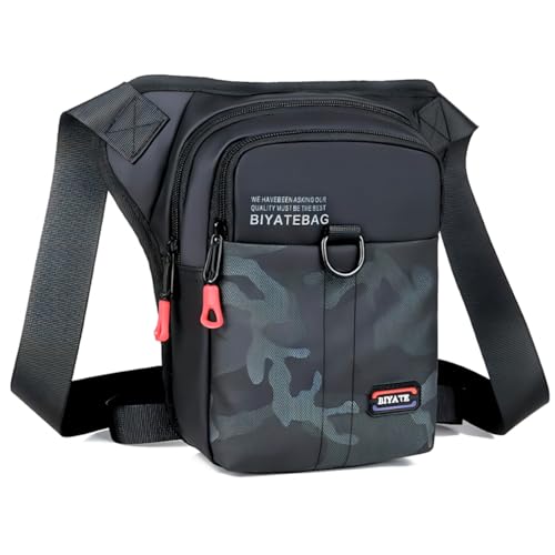 QIGNLOU Borsa da Gamba Moto Impermeabile Marsupio Sportivo da Tattica Multifunzionale Cosciale per Campeggio Escursionismo Ciclismo Viaggio Trekking Sport